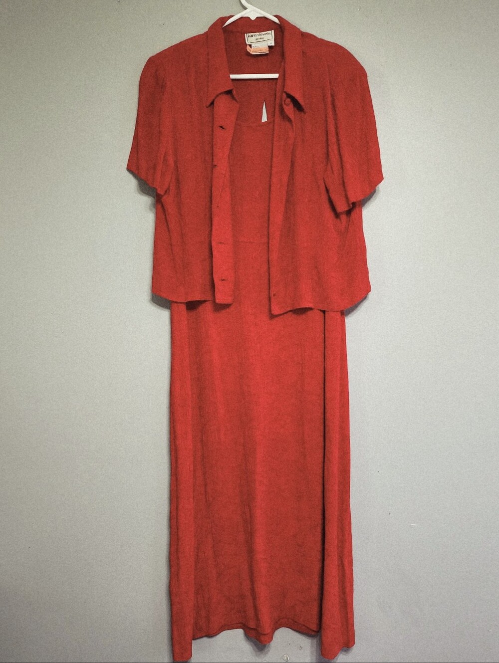 karin stevens 2 Piece Red Maxi Dress with Matching Jacket